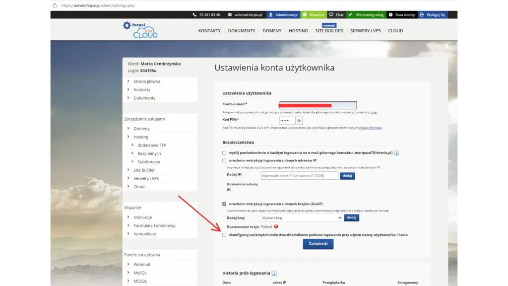 Weryfikacja dwuetapowa w Forpsi - krok drugi.