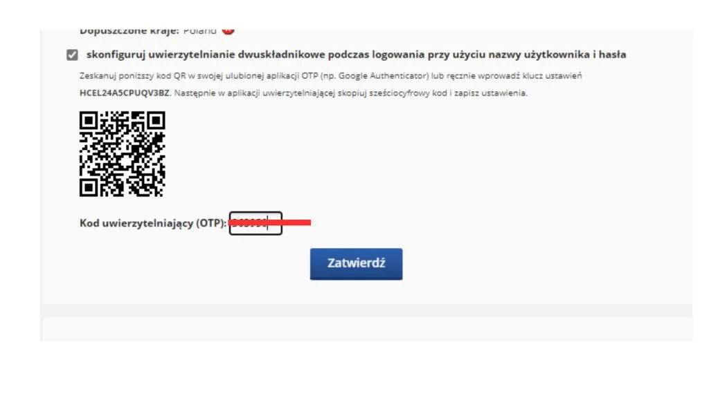 Weryfikacja dwuetapowa w Forpsi - krok trzeci.